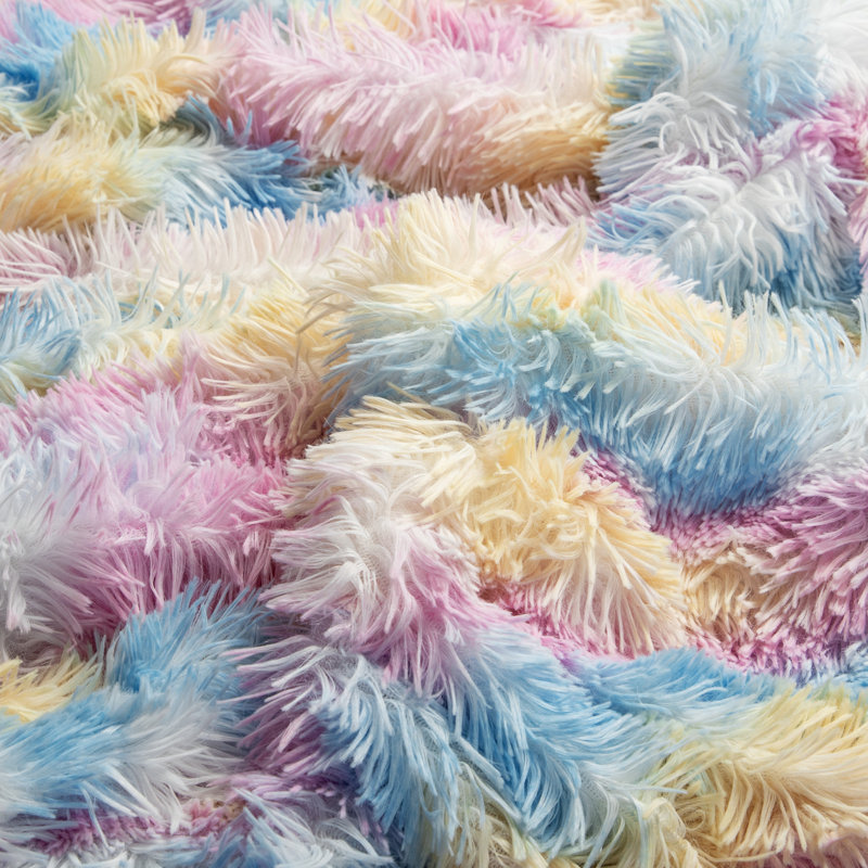 Shaggy Fleece Plush Duvet Cover, Queen Duvet Cover, Multi Tie-Dye