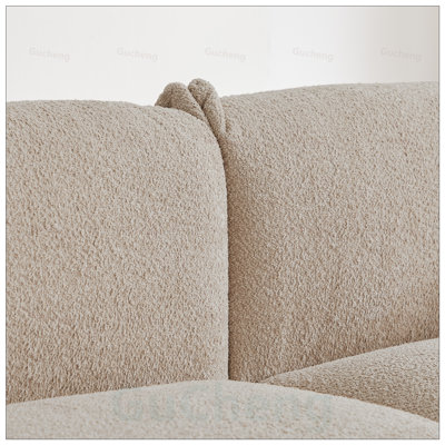 Oversized Loveseat Sofa for Living Room, Sherpa Upholstery with Metal Legs, 3 Seater Couch, Solid Wood Frame and 2 Pillows