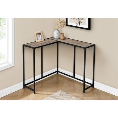 Table d'appoint, console, vestibule, étroit, d'angle, salon, chambre à coucher, métal stratifié brun, contemporain, moderne