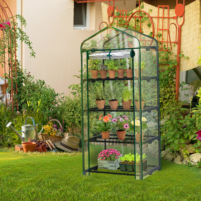 Mini serre à 4 niveaux avec couvercle en PVC et porte à fermeture à glissière enroulable, serre portable imperméable pour jardin, transparente