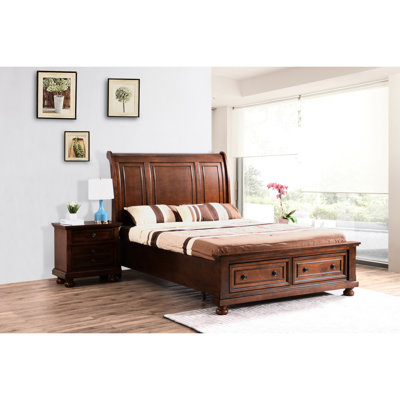 Rich Cherry Finish Full Bed - Construction For Mattress Capacity Timeless Wooden Design Bedroom With Steadfastness Stability
