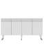 Console moderne, blanc et argent, panneau de particules recouvert de mélamine à 100%, épaisseur: 0,7 pouce | Conception géométrique élégante, parfaite pour le salon et le vestibule, durable et élégante-1133188148