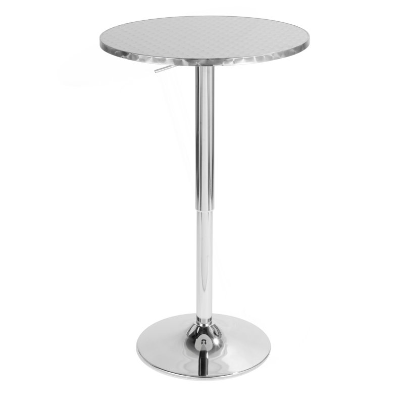 Table de bar ronde contemporaine réglable en argent