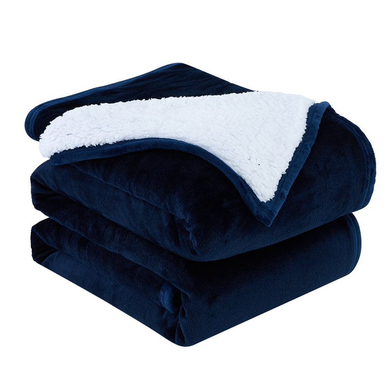 Jeté en sherpa surdimensionné et confortable Southshore Fine Linens, Très grand, Bleu marine