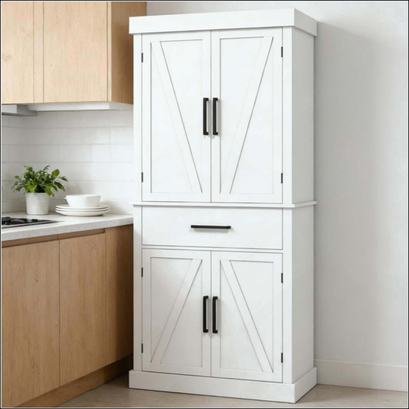 Kitchen Pantry Cabinet,Tall Kitchen Cabinet,With Drawer,5-Tier Shelf And Adjustable Shelves