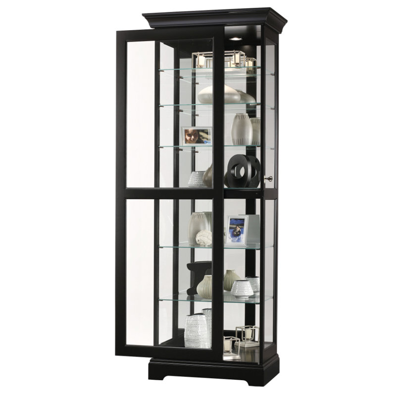 Lighted Curio Cabinet, Black Satin