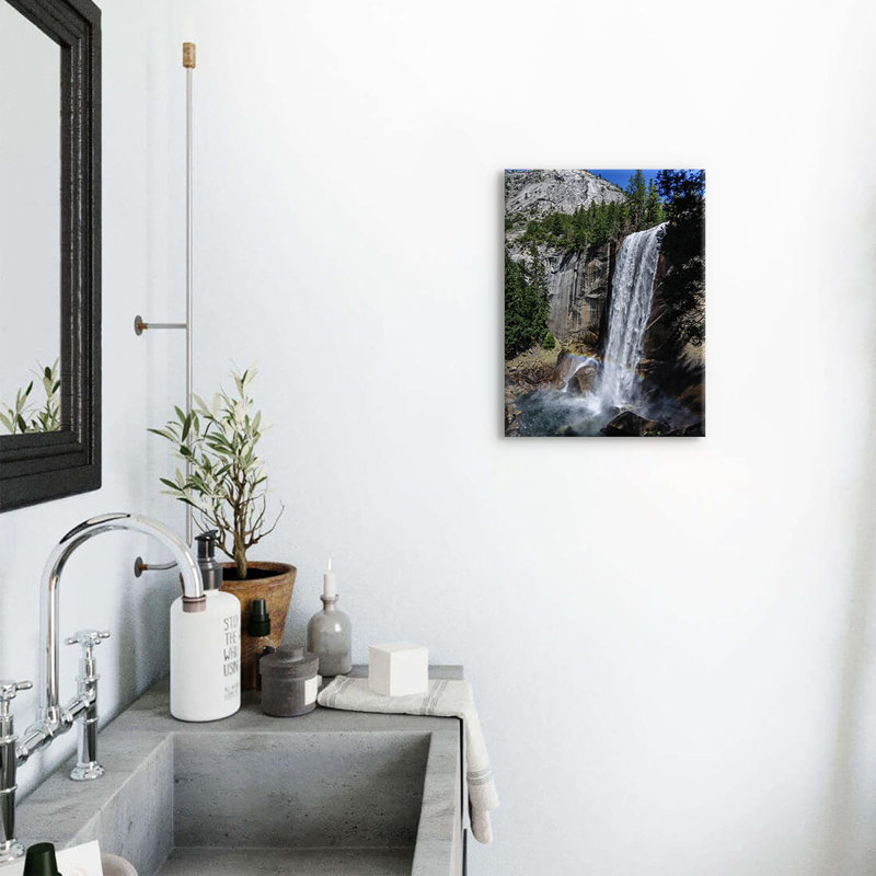 Waterfall Wall Art Nautre Landscape Canvas Prints Yosemite National Park Pictures Mountain Green Forest Painting Poster Rainbow Nature Botanical Tree Canvas Artwork For Bedroom Home Decorations