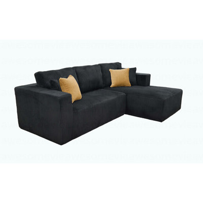 Full Compressed Corduroy Upholstered Sectional - No Assembly Needed