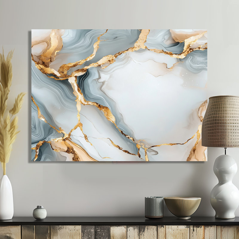 Fractured Marble Time I - Abstract Metal Wall Decor, Marble Wall Decor Metal Print, 34" H x 44" W x 0.84" D