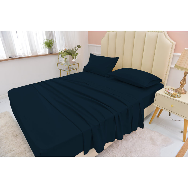 Ensemble de draps en rayonne de bambou ultra doux et infroissable, Simple TG, Bleu de cobalt