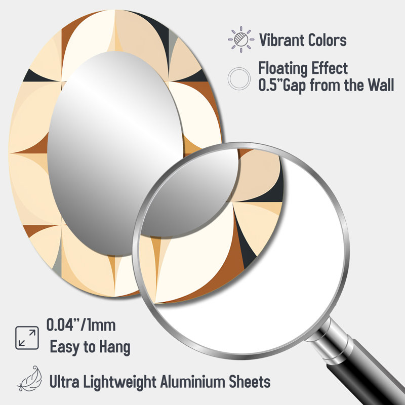 Geometric Harmony - Miroir mural ovale moderne, H 40 po x l 30 po