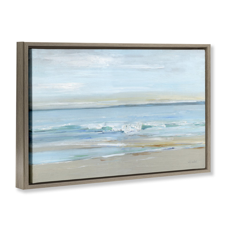 «Restless Beach Waves Abstraction», H 17 po x l 25 po, Cadre flottant orme Montalcino
