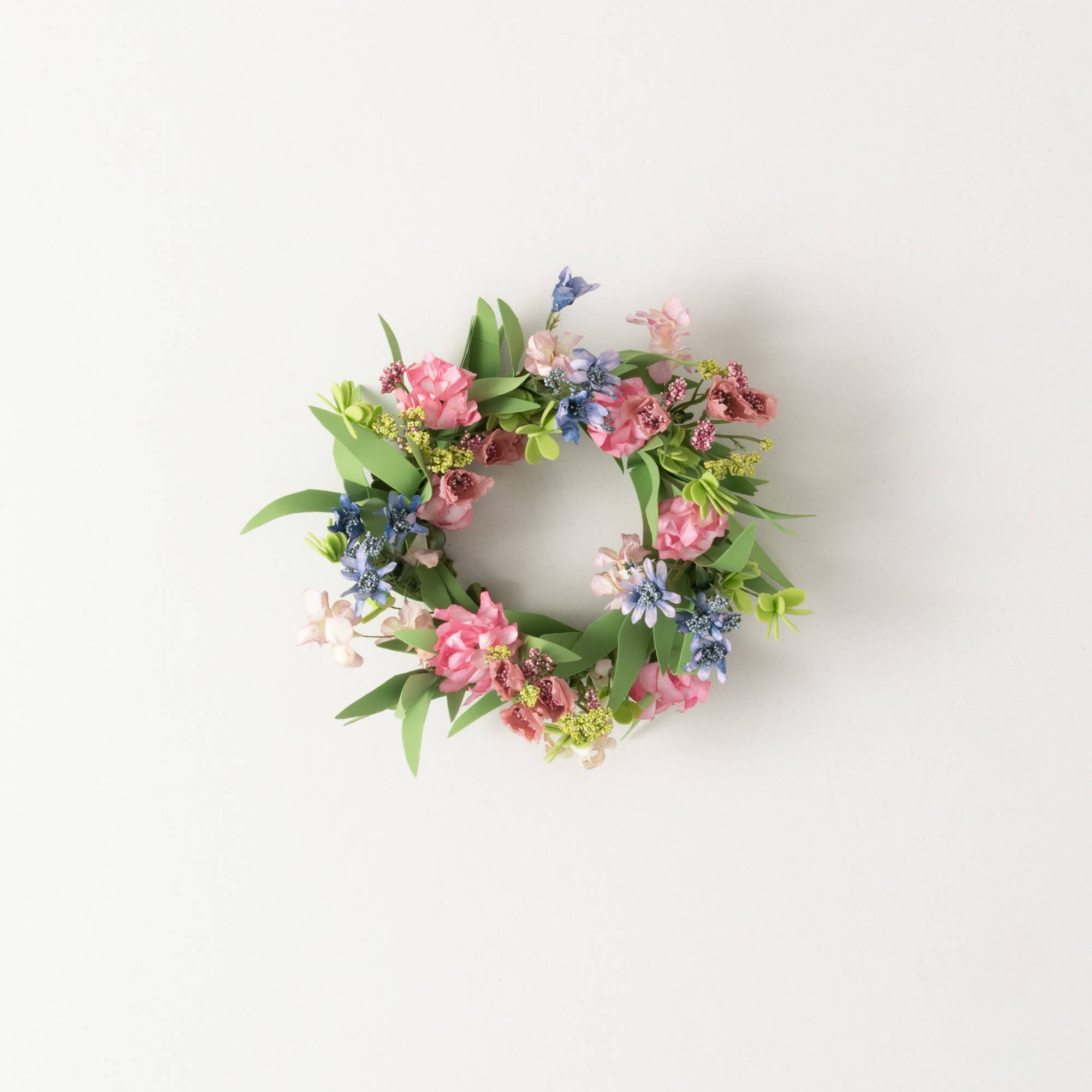 Primrue Spring Wreath Primrue Artificial Mixed Spring Mini Wreath Floral Candle; Pink ...