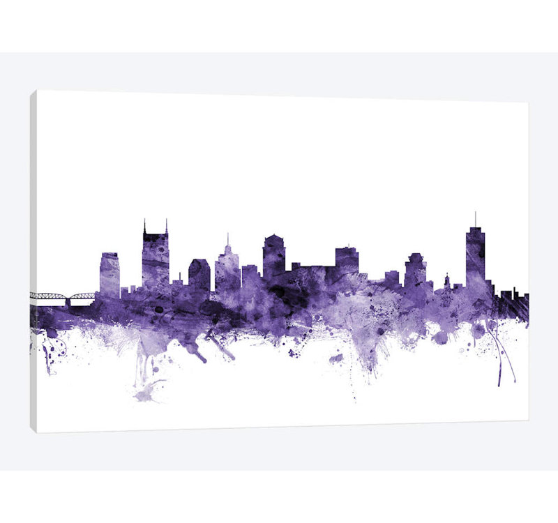 «Nashville, Tennessee Skyline» par Michael Tompsett, impression sur toile tendue, 8 po x 12 po x 0,75 po, Toile tendue