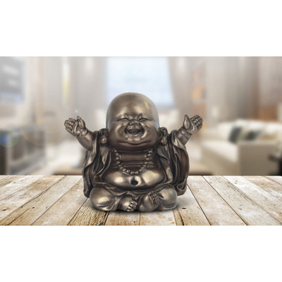 4"W Bronze Maitreya Buddha Figurine