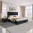 Alti Modern Full Size Bed Frame with Linen Upholstered Headboard,Black-1789860310-1789860304