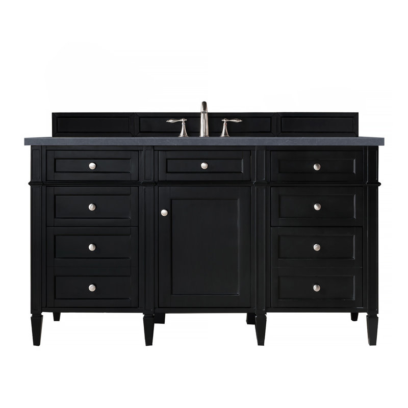 Brittany 60'' W Single Vanity, Charcoal Soapstone, Smokey Celadon, 8" Widespread