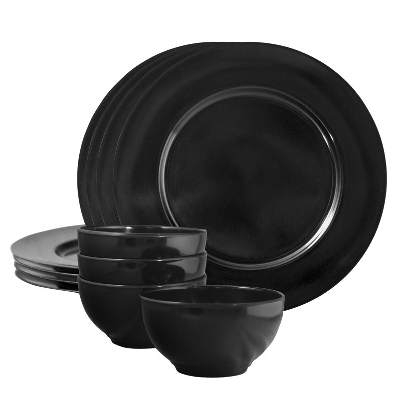 Melamine Dinnerware Set, Black