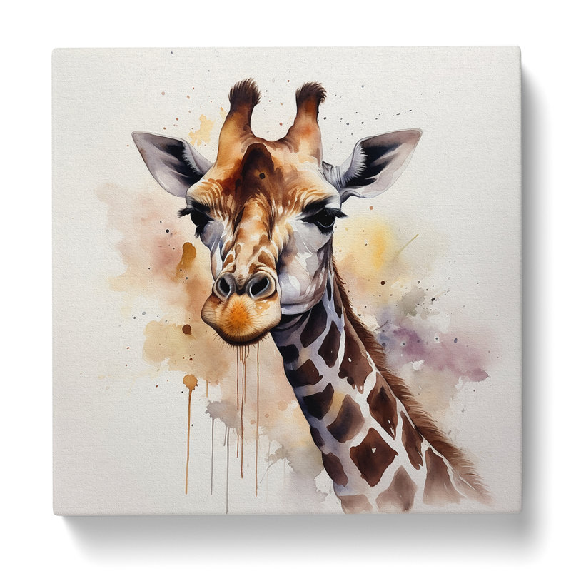 Giraffe Watercolour No.1 - Wrapped Canvas, 50cm H x 50cm W x 3cm D