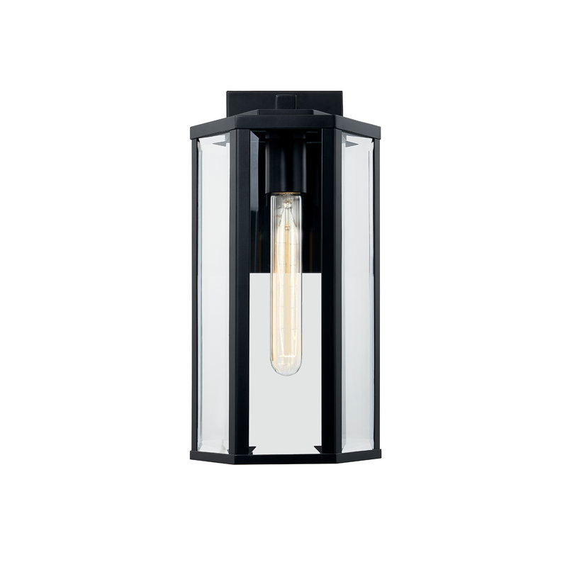 Fusion - Edgeworth Outdoor Wall Sconce - Matte Black - Glass Shade - 7”L x 7”W