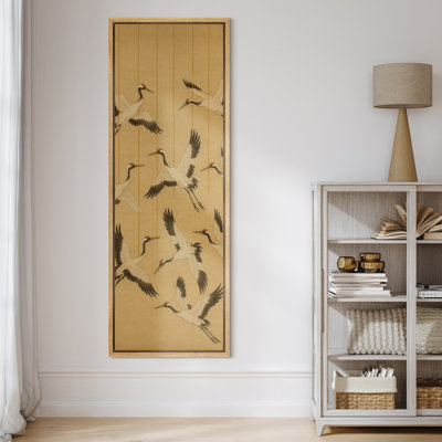 «Crane Flock in Flight», impression minimaliste sur toile encadrée