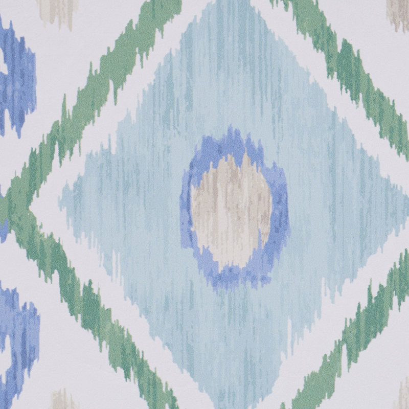Elizia Ikat Wallpaper, Green & Blue