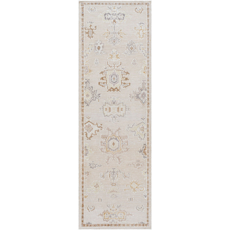 Revere Hand Knotted Oriental Area Rug in Brown, Light Gray, Medium Gray, Light Beige, Cream, Runner 2'6" x 8'