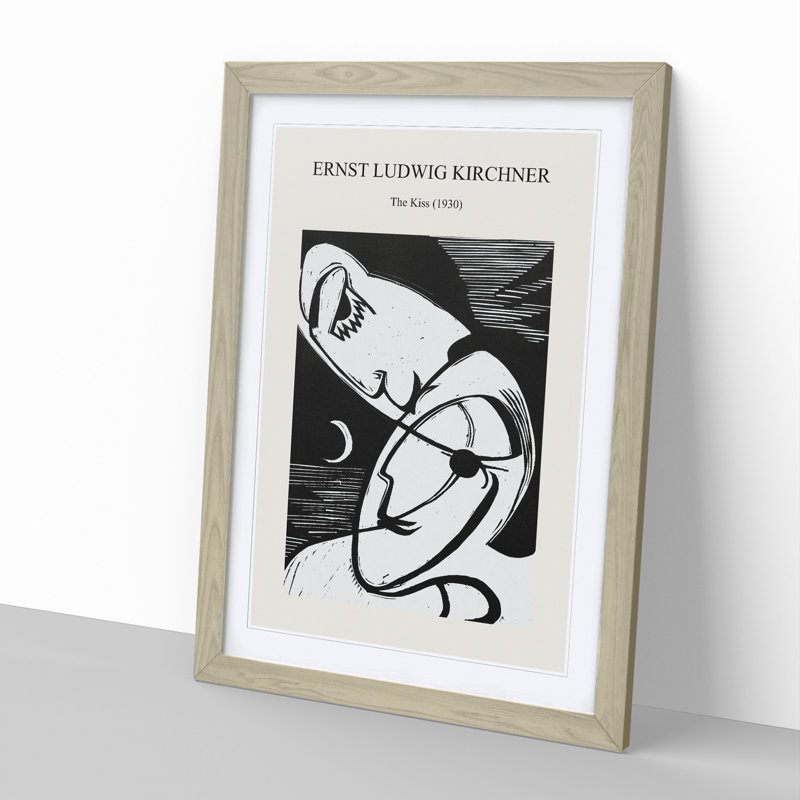 The Kiss by Ernst Ludwig Kirchner - Picture Frame Painting, 36cm H x 27cm W x 2cm D, Oak Framed