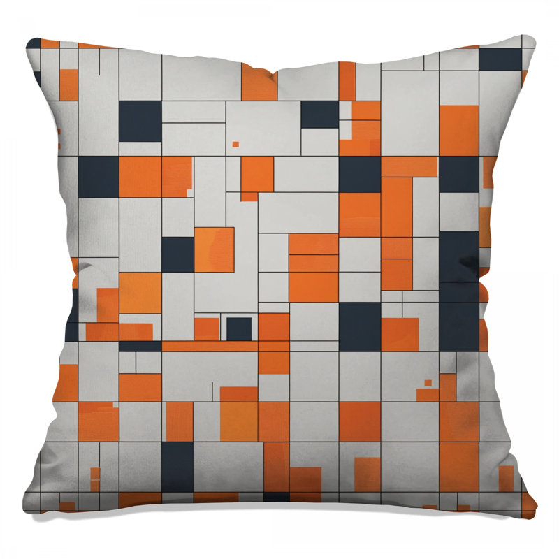 Coussins décoratifs à double face orange, blanc et noir, 14 x 14 inches