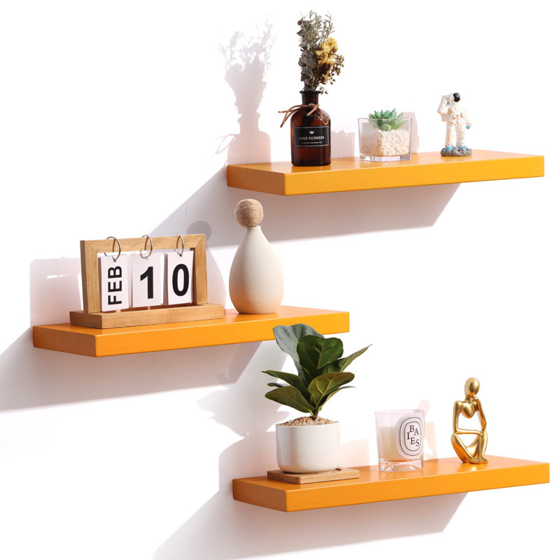 Dalvyn 3 Piece Floating Shelf, Yellow