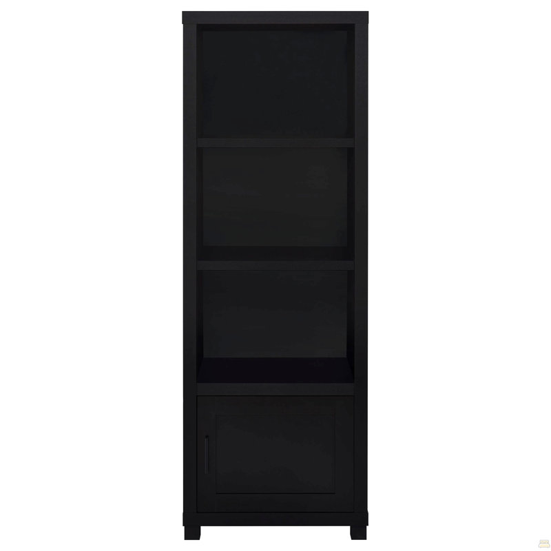 3-Shelf Engineered Wood Media Tower, Black