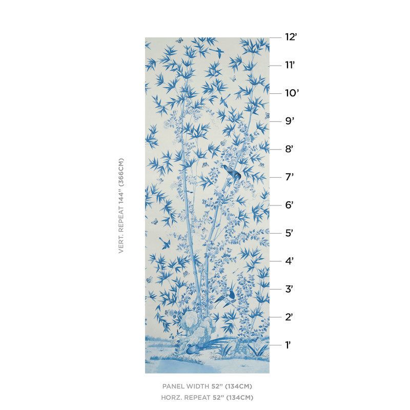 Schumacher x Miles Redd Brighton Pavilion Panel, Blue