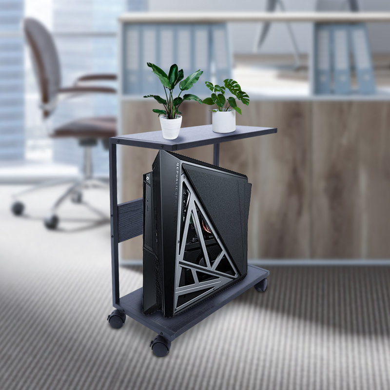 Computer Tower Stand  PC Stand 2-Tier CPU Stand with Lockable Wheels Under Desk
