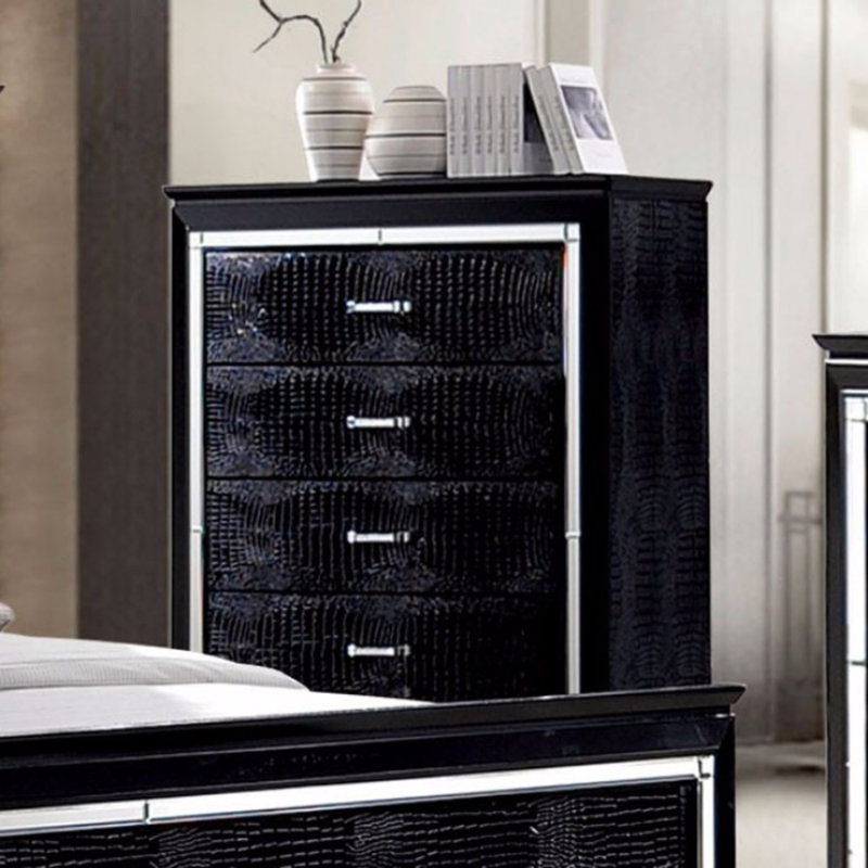 Galle Solid Wood 38'' W 5 - Drawer Dresser, Black