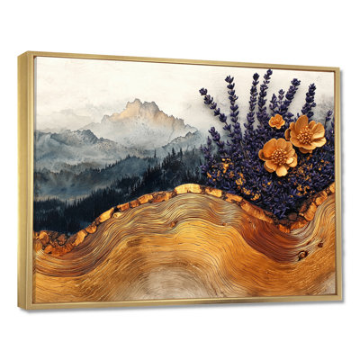Herbes, fleurs sur un plateau en bois, diapositive I - Art encadré