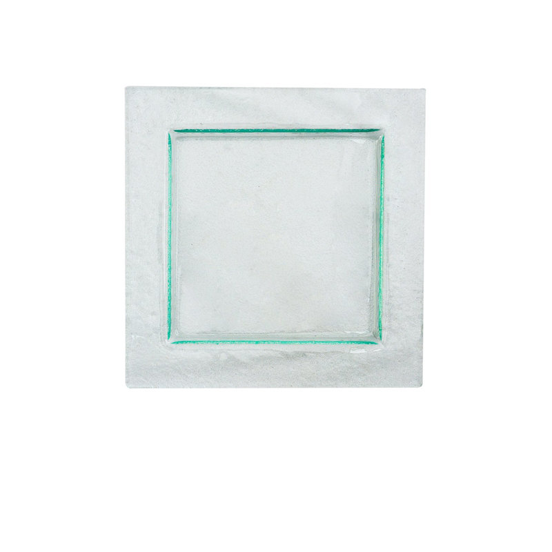 Vaisselle en verre 17,75 po x 17,75 po x H: plateau carré en verre transparent de 0,5 po
