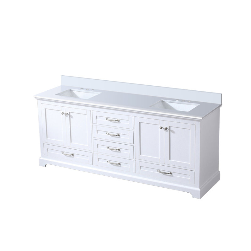 Double Bath Vanity with Cultured Marble Top, White