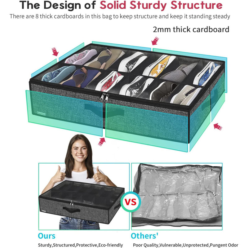 24 Pair Stackable Underbed Shoe Storage