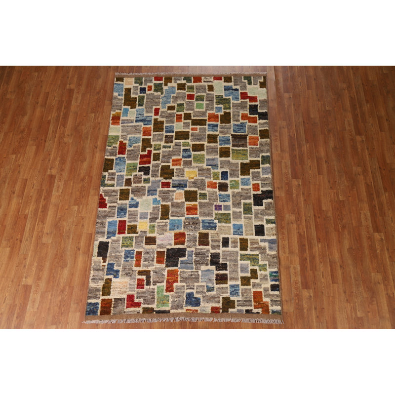 Tapis marocain tout en laine noué à la main 5 x 8