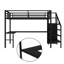 Lit mezzanine avec bureau en L et port USB, lit mezzanine avec garde-robe et tablette réglable pour les adolescents adultes-114221502-114221504