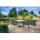 Selene Aluminum Stackable Dining Arm Chair with Teak Arm Rest