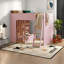 Lit mezzanine gain de place avec rangement, en bois MDF, rose moderne, idéal pour chambre d'enfant-539948482