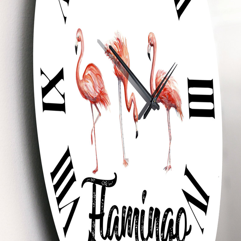 Trois flamants roses - Horloge murale, Petit