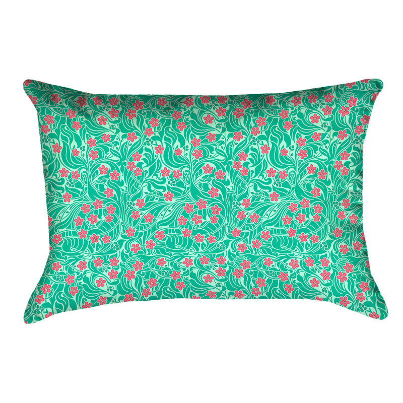 Coussin Katelyn Elizabeth, Vert et rose, Faux lin
