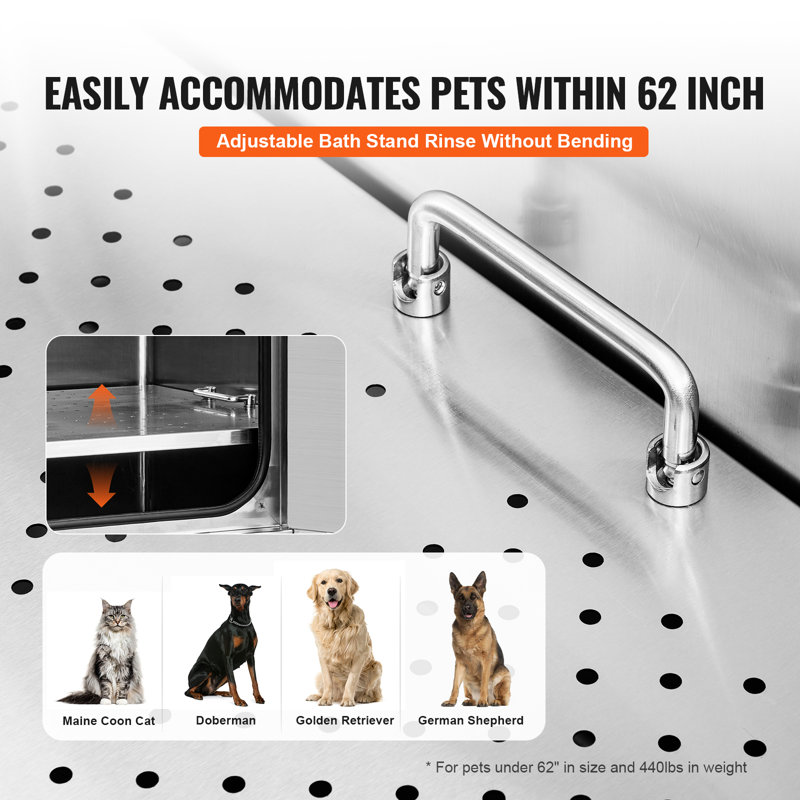 Professional Stainless Steel Pet Grooming Tub with Ramp and Faucet