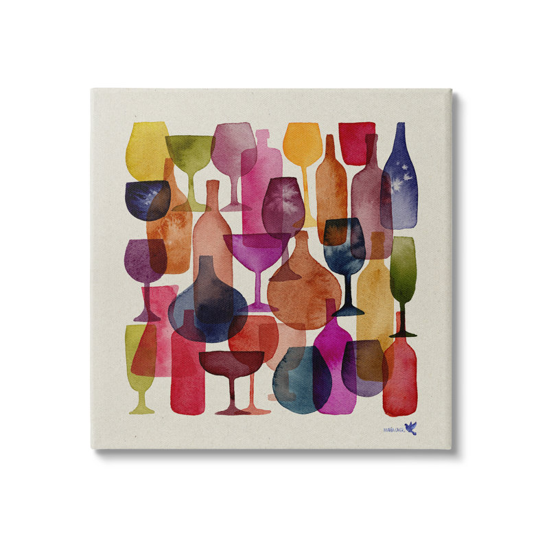 Modern Overlapping Wine Glasses Canvas Wall Art by Maria Over, 30" H x 30" W x 1.5" D