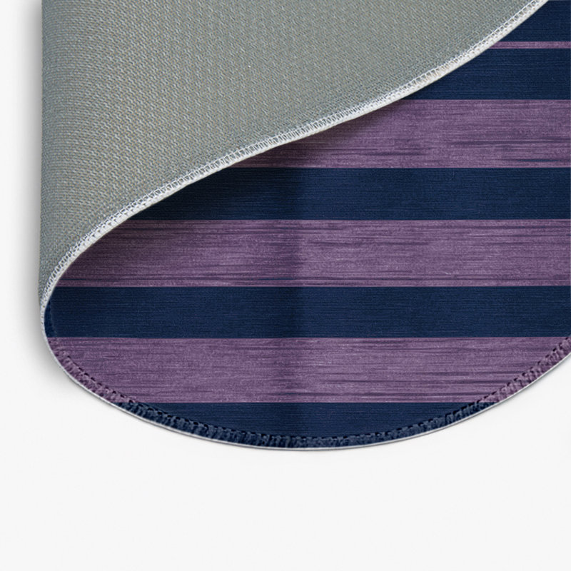 Tapis intérieur / extérieur bleu HorizontalStripes, Rond 5 pi
