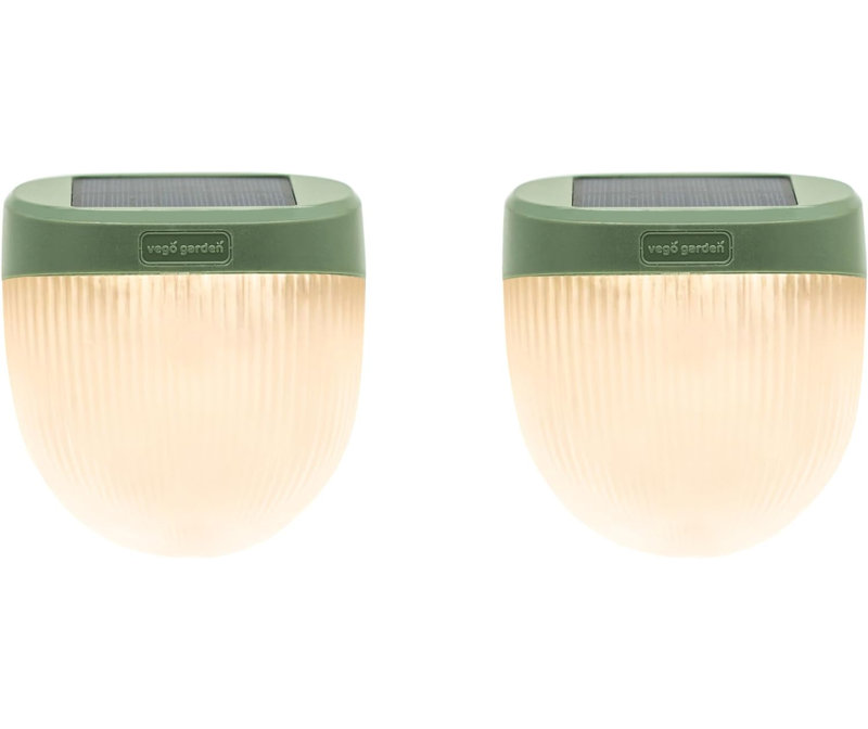 Olive Green Solar LED Garden Wall Lights, 2 Pack