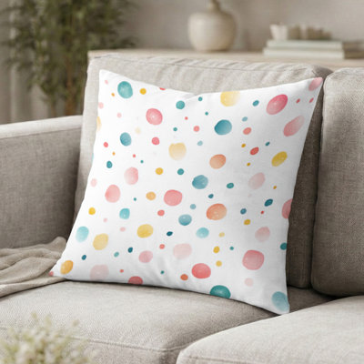 Coussin décoratif à pois - Coussin imprimé à pois rouges
