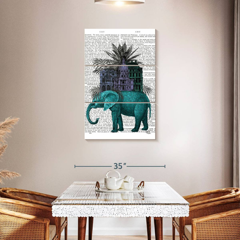 Brampt éléphant et citadelle I, H 32 po x l 20 po